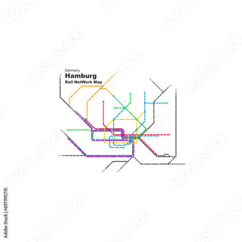 Layered editable vector illustration of Rail Network Map of Hamburg,Germany