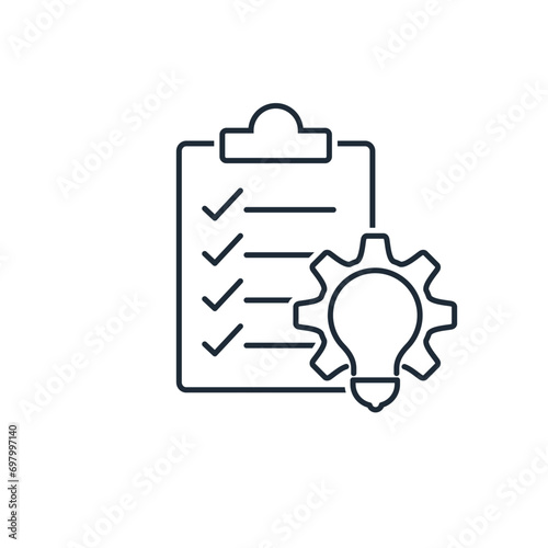  Project management concept . Technical support, servis. Vector linear icon illustration isolated on white background.