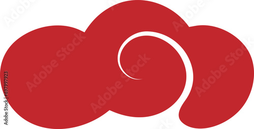 Hand drawn red chinese cloud element vector