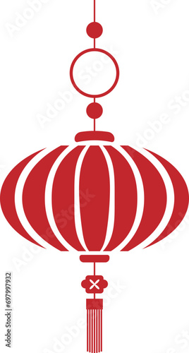 Hand drawn red chinese paper lantern element vector