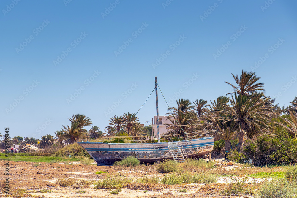 Boat on Land in Zarzis, Southern Tunisia