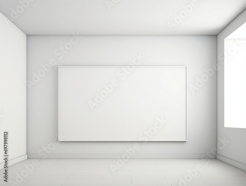 3d render blank white Gallery wall mockup interior generative ai