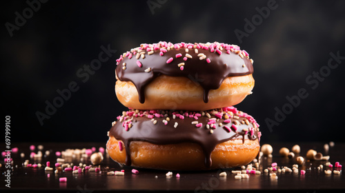 Donuts on dark background copy space