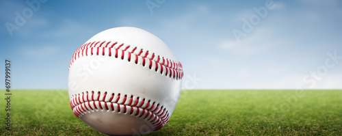 Baseball isoleted on white background. base ball in wide banner or panorama photo