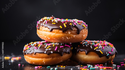 Donuts on dark background copy space