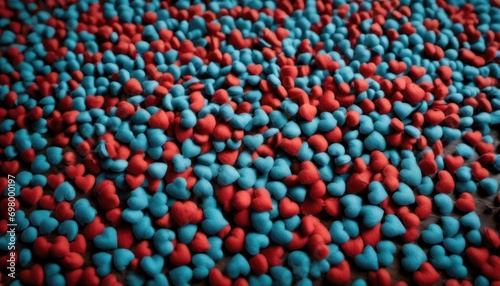  a close up of a cake with red and blue sprinkles and a black cat in the middle of the top of the cake and a blue and red sprinkles on the top of the cake.