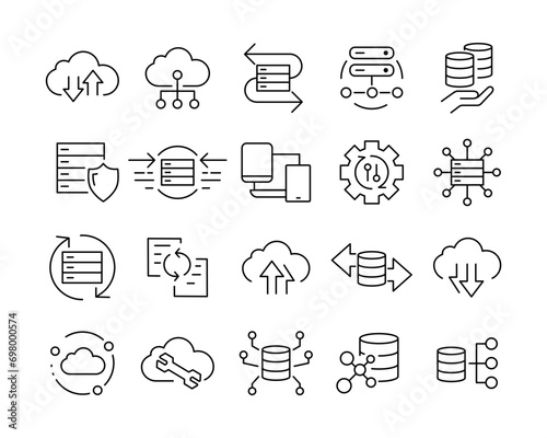 Data Exchange Icons - Vector Line. Editable Stroke.