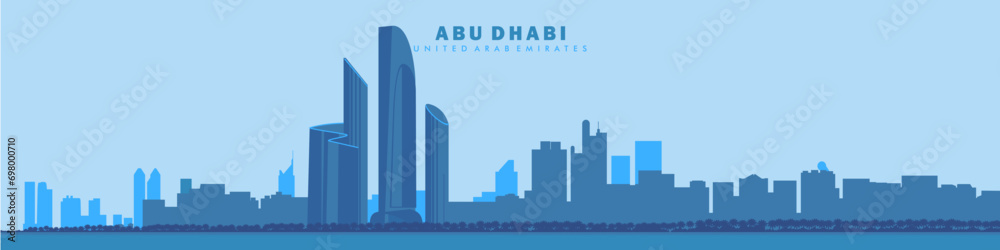 Fototapeta premium abu dhabi city silhouette flat vector illustration, united arab emirates