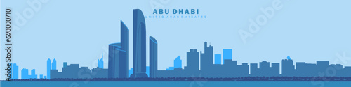 abu dhabi city silhouette flat vector illustration, united arab emirates