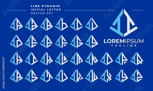 Line abstract pyramid initial letter I II logo design set