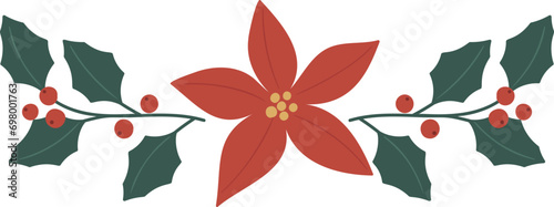 Christmas flower holly plant element vector