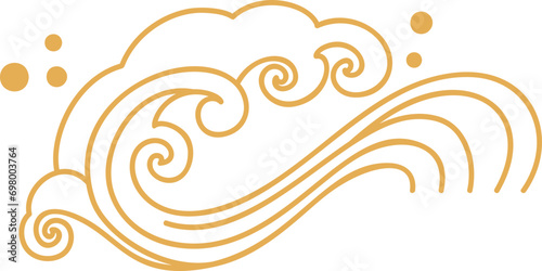 Golden chinese sea wave