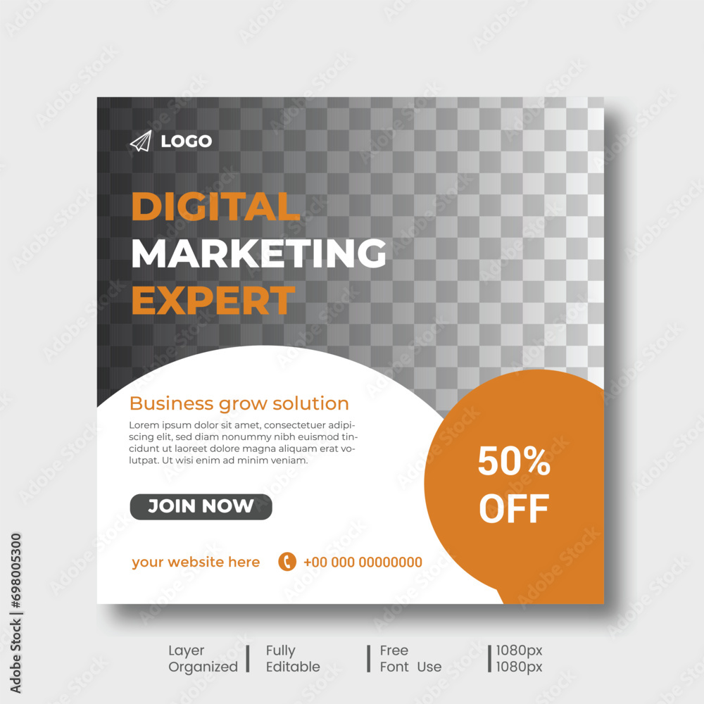 Business grows digital marketing expert social media post and Instagram post template. Business grows digital marketing expert social media post and Instagram post template.