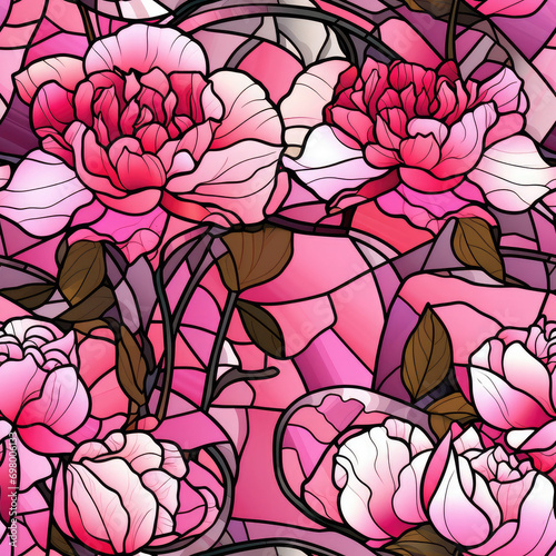 Seamless Valentine's Day pattern. Colorful peony greeting card. Wrapping paper design