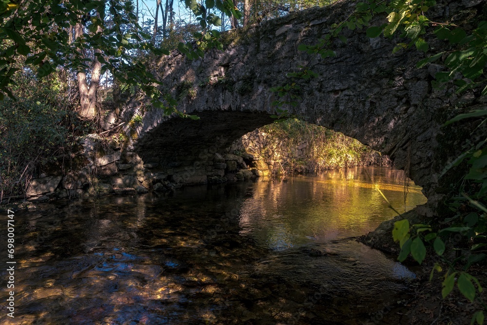 Old stone bridge in the forest over the river Old stone bridge in the forest over the river
