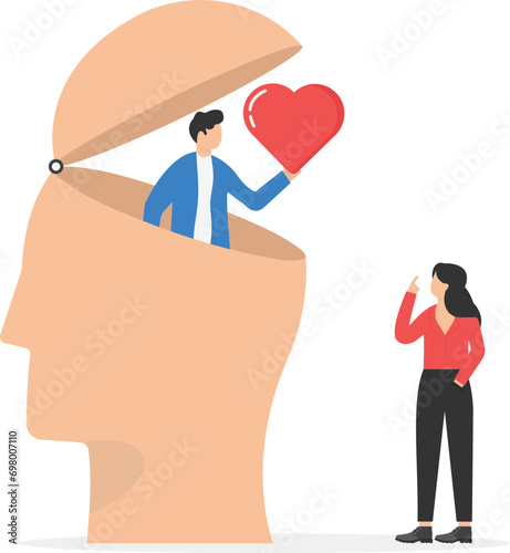Finding yourself searching for self value, success and dreams. Modern vector illustration in flat style

