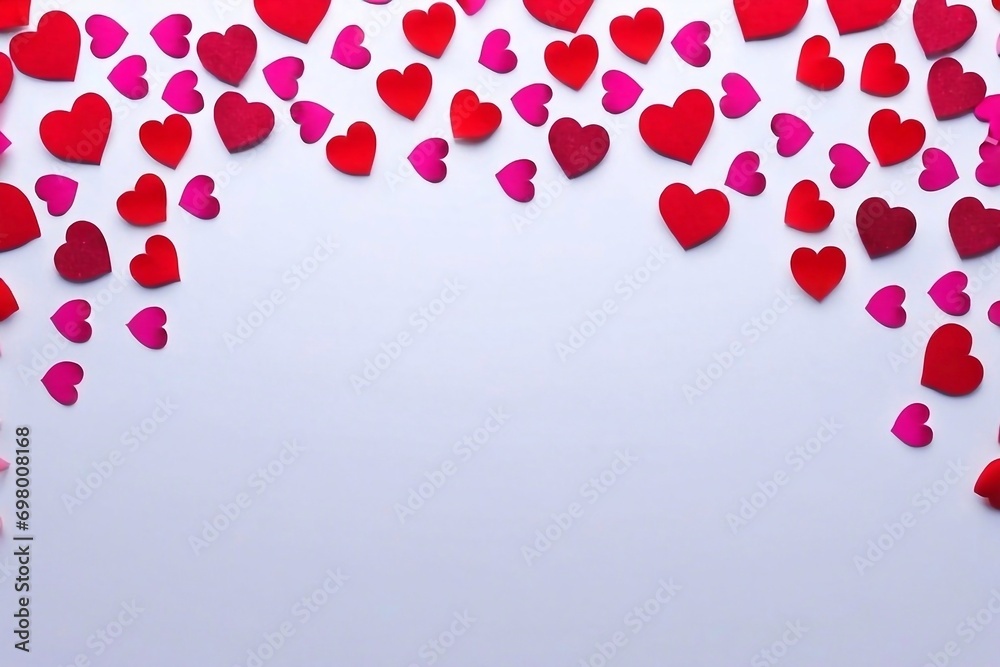 Valentine's day background with red and white hearts and roses