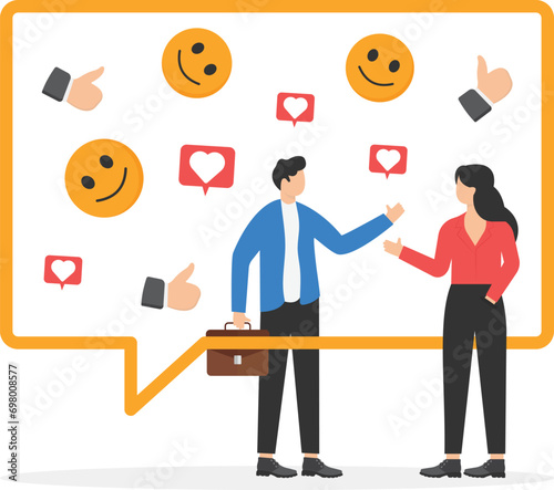 Hands People gesticulation giving emoticon feedback such as stars, thumbs up. Customer feedback, opinion for product and services, review rating or evaluation. Vector illustration