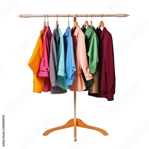 Wardrobe rack with different clothes