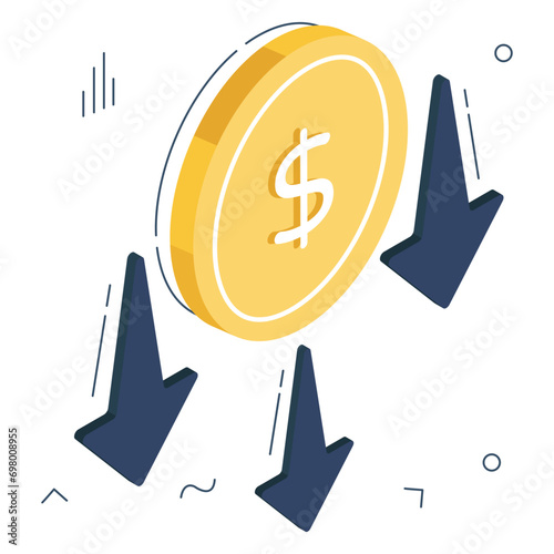 Premium download icon of dollar recession 


