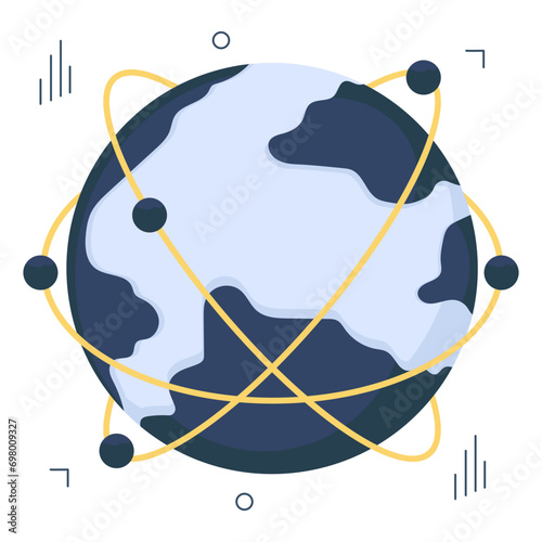 Editable design icon of global network

