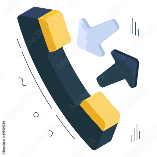 Receiver with two way arrows, concept of call diversion

