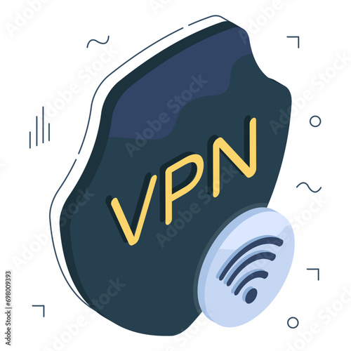 A isometric design icon of VPN 

