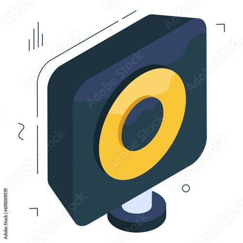 Vector design of woofer, isometric icon

