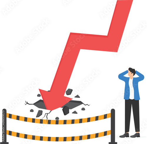 The stock market or crypto-currency has declined. economic crisis or investment risk the concept of volatility A businessman or investment professional analyzes the reasons for the loss.

