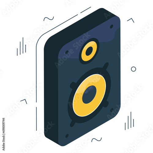 Vector design of woofer, isometric icon

