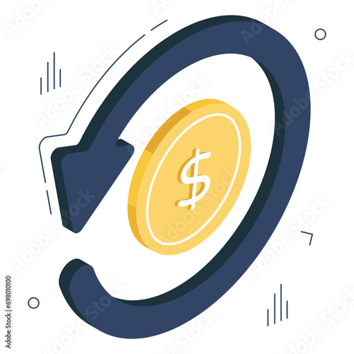 Vector design of cash return, isometric icon 

