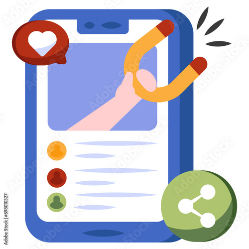Conceptual flat design icon of share mobile 


