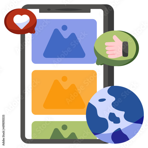 Mobile gallery icon, editable vector 

