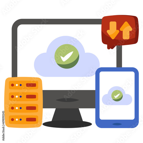 Trendy design icon of verified cloud 

