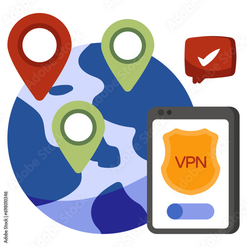 A colored design icon of global location 

