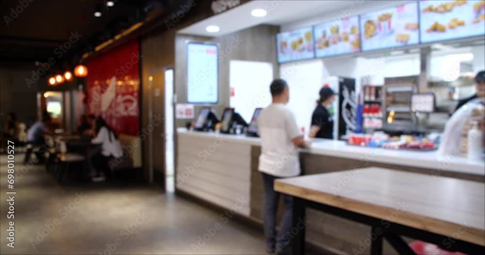 custom made wallpaper toronto digitalTime Lapse video of People Ordering from the Fast Food restaurant. Blurred background 4K video