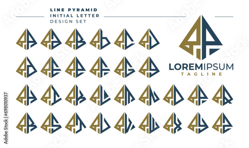 Set of geometric pyramid letter P PP logo design photo