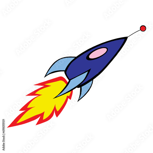 Rocket taking off. Isolated 3d object on a transparent background in eps10