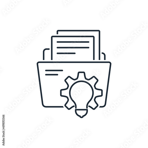  Project data management  . Technical support, servis. Vector linear icon illustration isolated on white background.