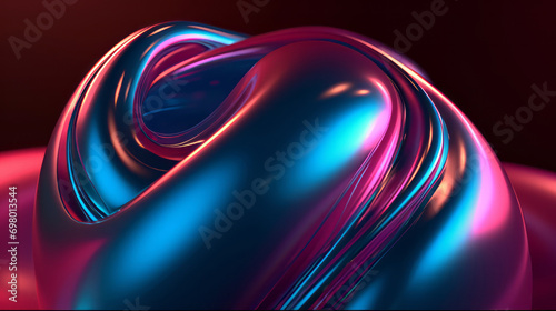 Vibrant metallic gradient in neon colors. Creative abstract shapes