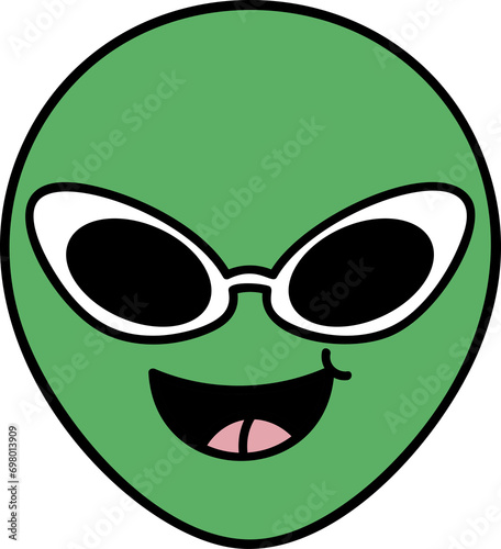 Groovy alien character illustration