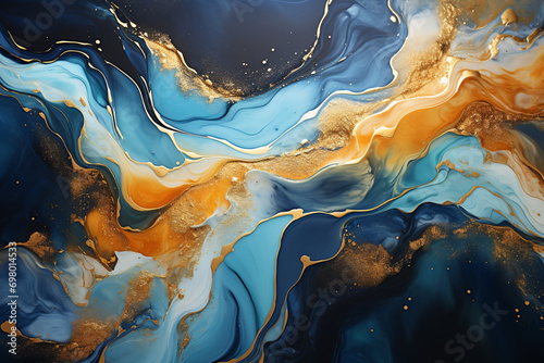 Natural luxury abstract fluid art painting in liquid ink art for background.  Generative AI