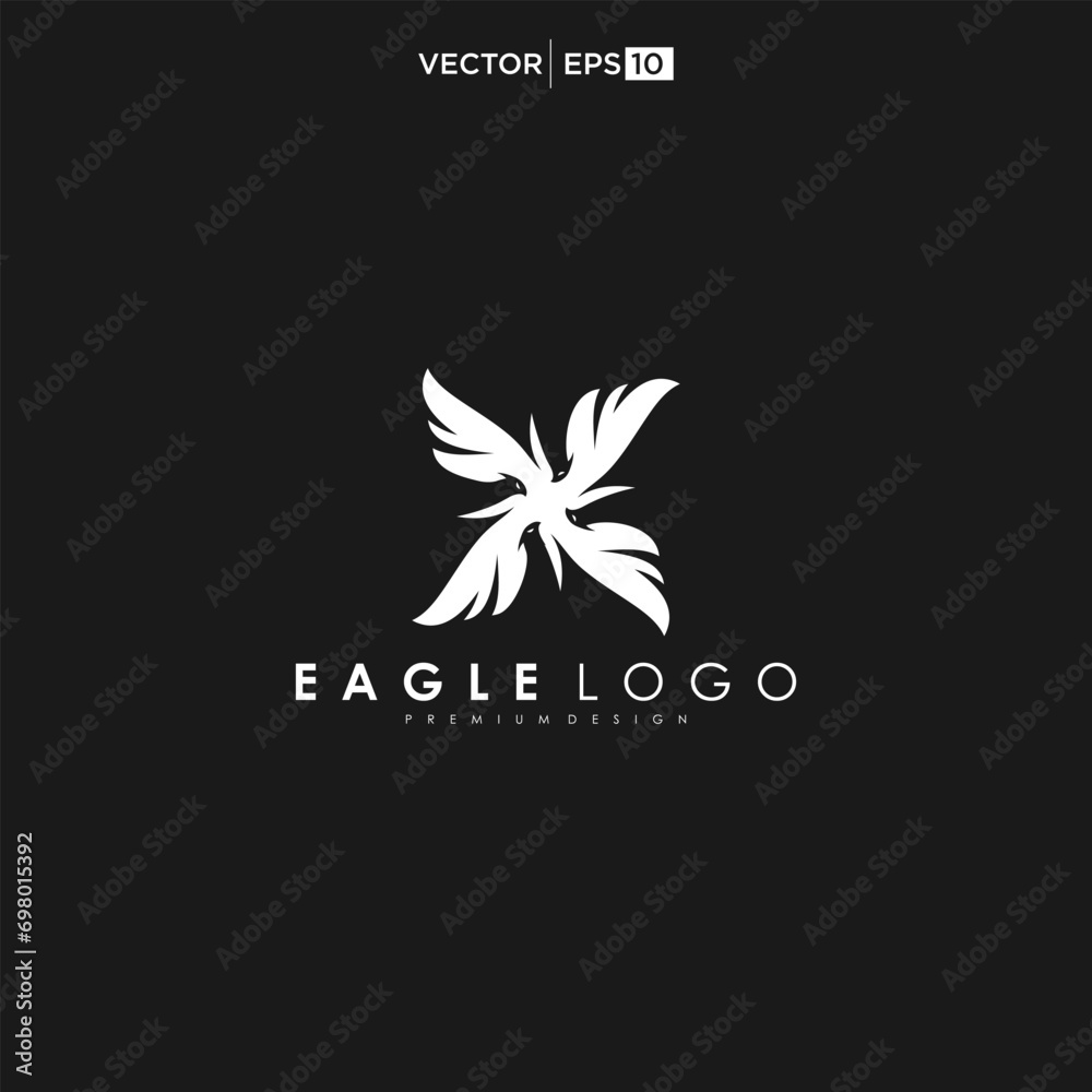 Eagle wing flight logo. Hawk wings icon. Flying bird emblem. Vector illustration.