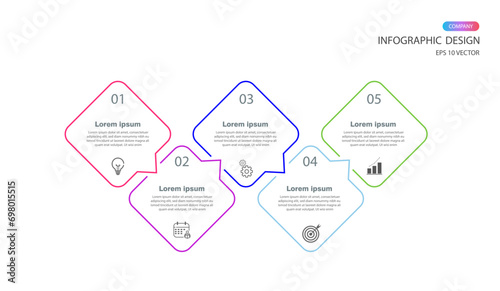 Infographic design 5 steps for diagrams, presentations, workflow layouts, banners, flowcharts, infographics.