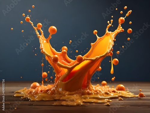  photo realistic juice splash on durk background photo