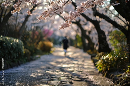 Immersed In The Beauty: Person Explores The Cherry Blossoms In Kyoto, Japan With photo