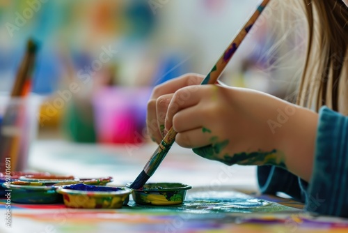 Student Creates Art In A Vibrant, Focused Classroom Environment