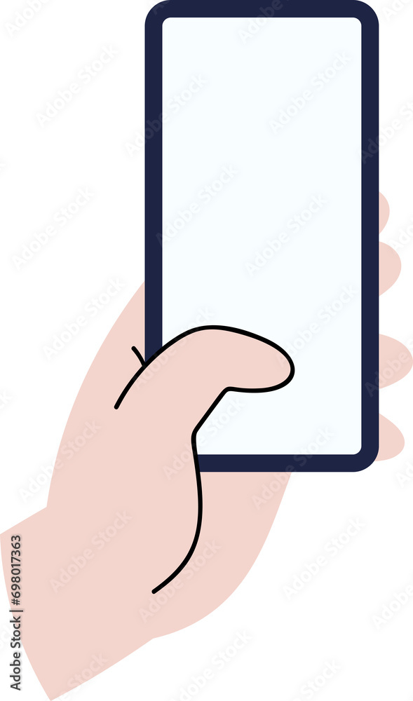 Hand gesture holding telephone and finger pointing at screen illustration Hand gesture holding telephone and finger pointing at screen illustration