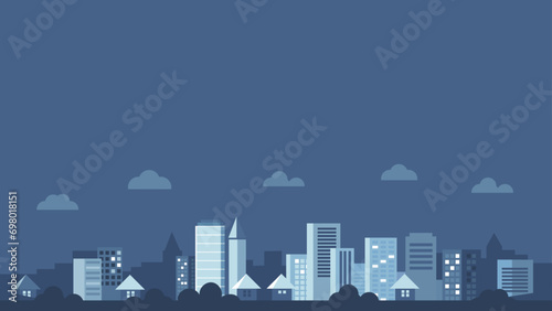 Vector urban building skyline bakground illustration with building and house 