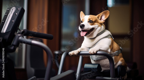 Gym-goer dog brings laughter, funny workout moments. © Valeriia